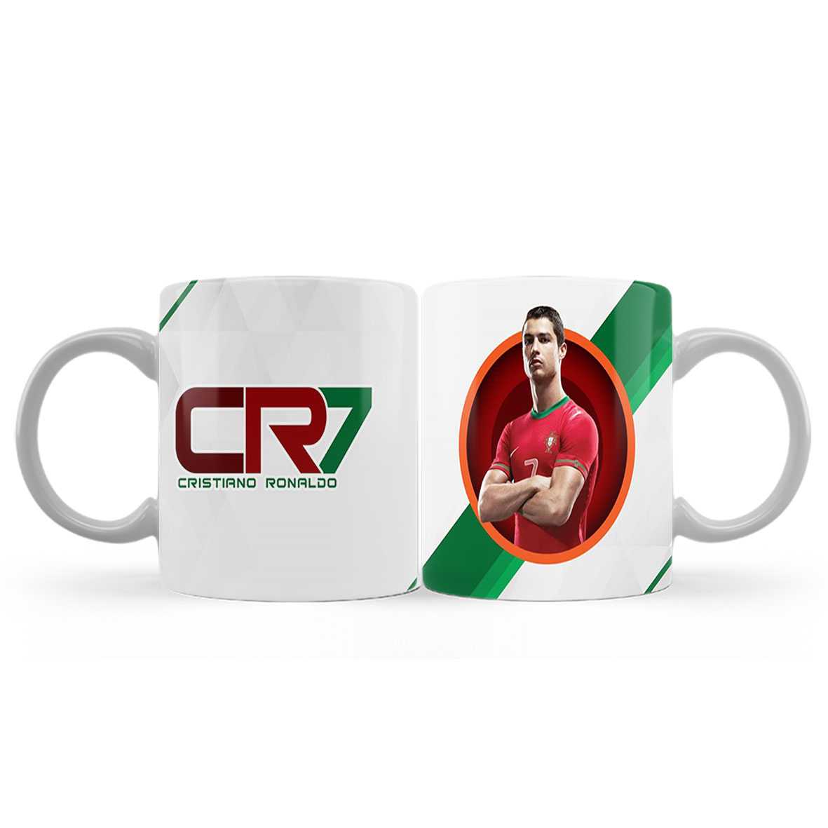 ماگ (لیوان) طرح رونالدو با نوشته CR7 و طراحی فوتبالی کد115