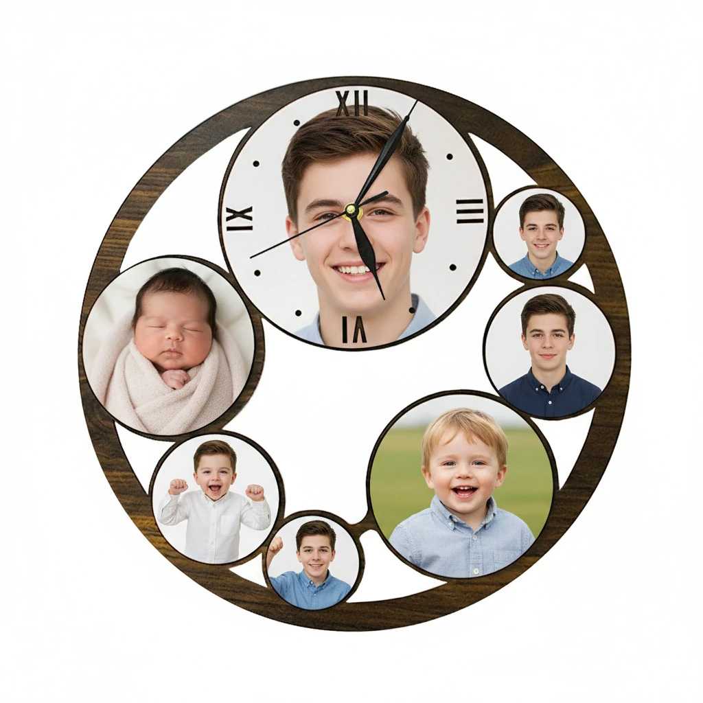 ساعت دیواری چوبی دایره سابلیمیشن مدل 7 تکه