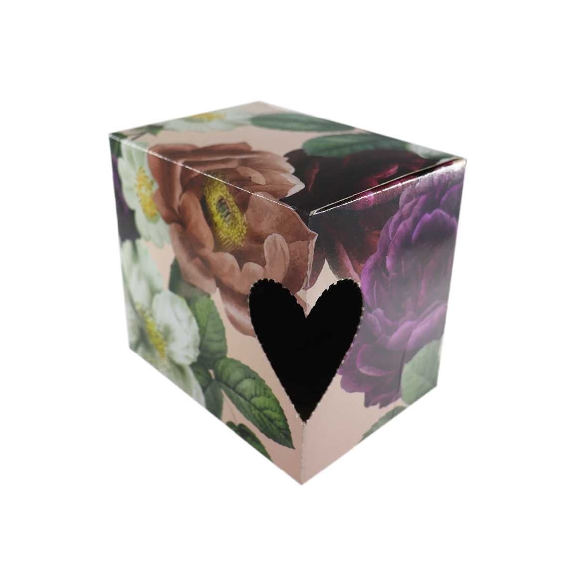 جعبه لیوان طرح گل رز همراه با جای دسته قلبی کد 106
