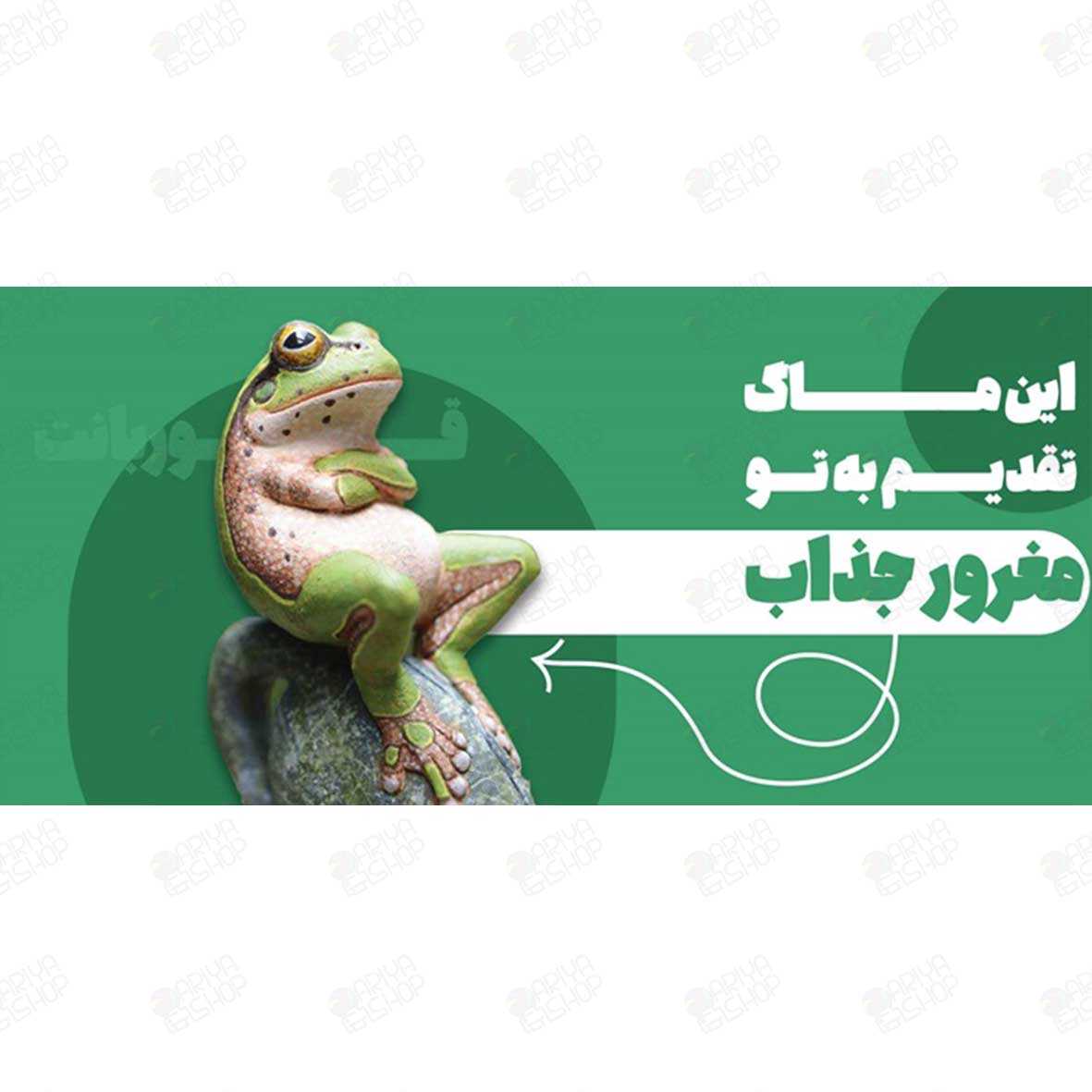 ماگ (لیوان) طنز طرح قورباغه با متن «تقدیم به تو مغرور جذاب» کد 152