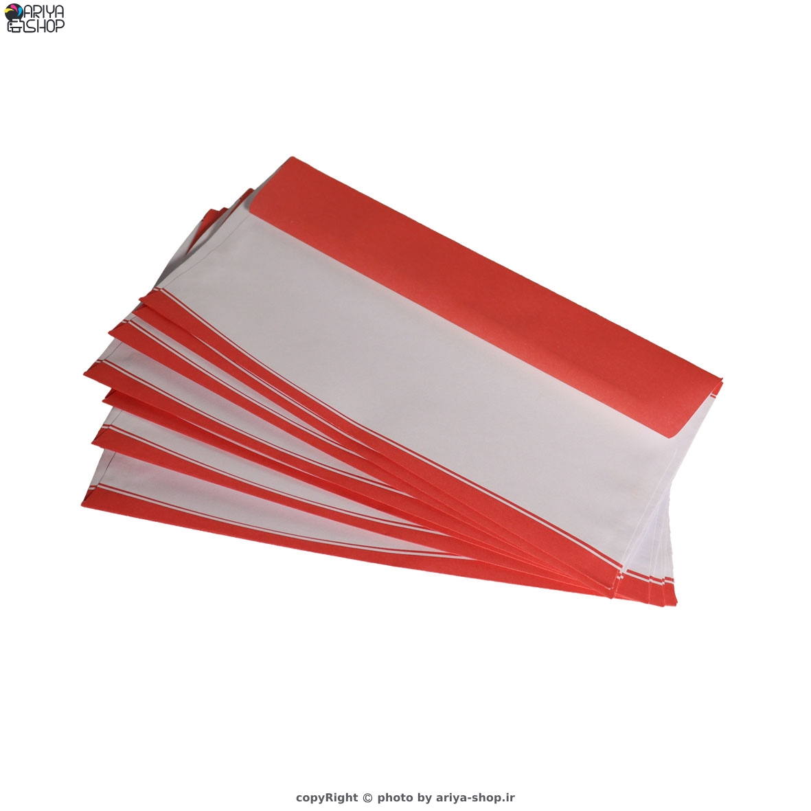 پاکت نامه رنگی لبه قرمز بسته 500 عددی